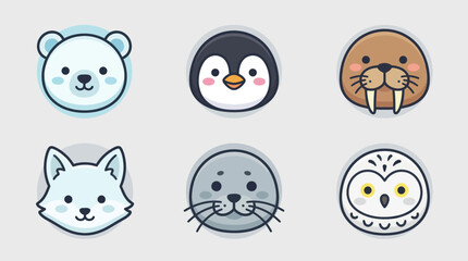 Cute arctic animal faces collection © Leomord