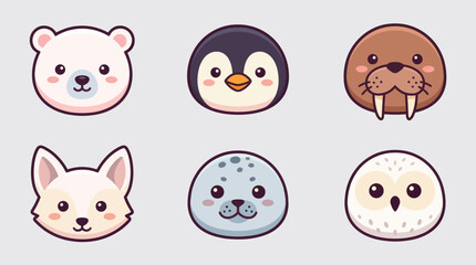 Cute arctic animal faces collection © Leomord