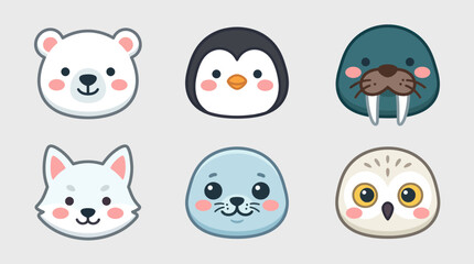 Cute arctic animal faces collection © Leomord