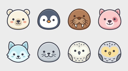 Cute arctic animal faces collection © Leomord