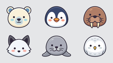 Cute arctic animal faces collection © Leomord