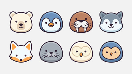 Cute arctic animal faces collection © Leomord