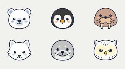 Cute arctic animal faces collection © Leomord
