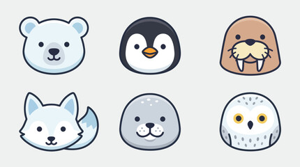 Cute arctic animal faces collection © Leomord