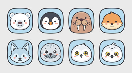 Cute arctic animal faces collection © Leomord