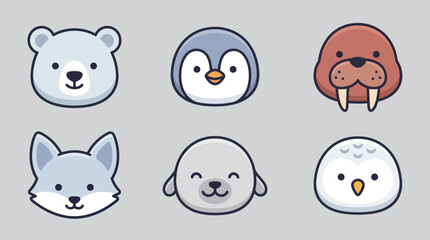 Cute arctic animal faces collection © Leomord