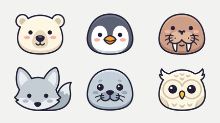 Cute arctic animal faces collection © Leomord