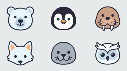 Cute arctic animal faces collection © Leomord