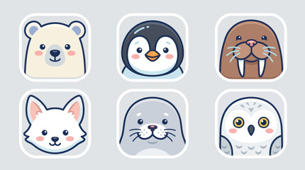 Cute arctic animal avatars collection © Leomord