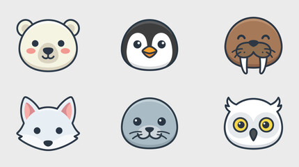 Cute arctic animal faces collection © Leomord