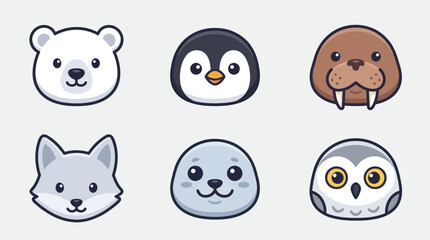 Cute arctic animal faces collection © Leomord
