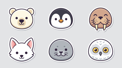 Cute arctic animal faces collection © Leomord