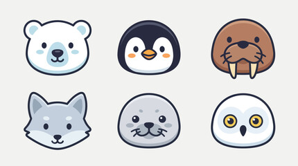 Cute arctic animal faces collection © Leomord