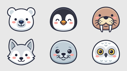 Cute arctic animal faces collection © Leomord