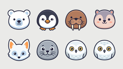Cute arctic animal faces collection © Leomord