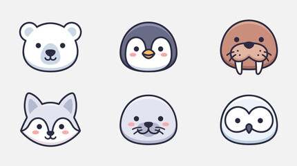 Cute arctic animal faces collection © Leomord