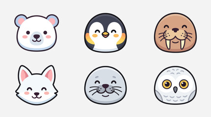 Cute arctic animal faces collection © Leomord