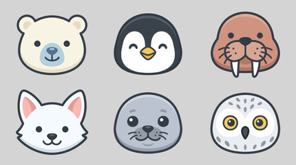 Cute arctic animal faces collection © Leomord