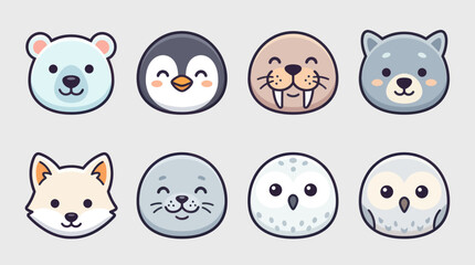 Cute arctic animal faces collection © Leomord