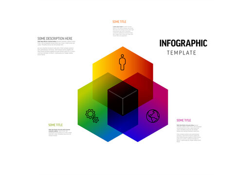 Abstract Colorful Infographic Template with Hexagon Shapes and Business Icons