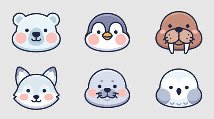 Cute arctic animal faces collection © Leomord