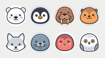 Cute arctic animal faces collection © Leomord