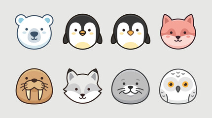 Cute arctic animal heads collection © Leomord