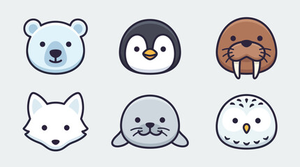 Cute arctic animal icons © Leomord