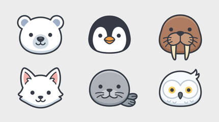 Cute arctic animal icons © Leomord
