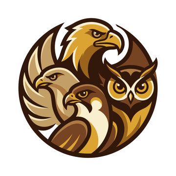 Brown birds of prey icons.