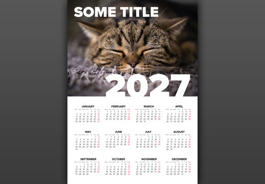2027 Yearly Calendar Template with Big Photo Placeholder