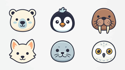 Cute arctic animal icons collection © Lunox
