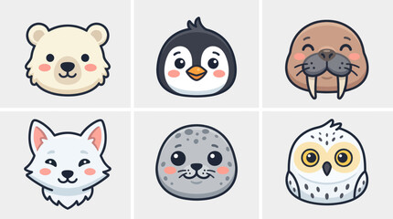 Cute arctic animal icons collection © Lunox