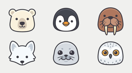 Cute arctic animal icons © Lunox