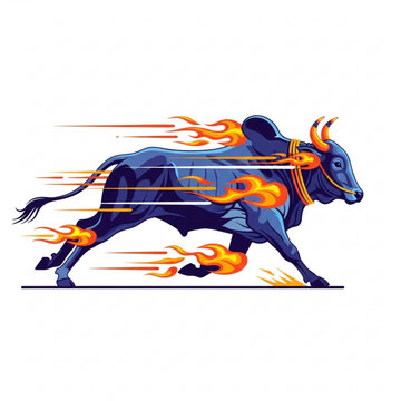 Madura Karapan Sapi Bull Tribal Batik Pattern Vector