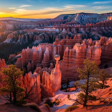 A serene desert landscape with hoodoos at sunrise