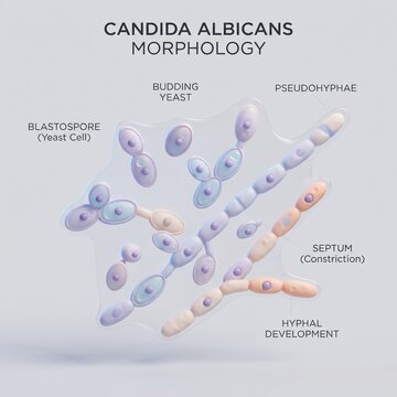 Candida Albicans Yeast Morphology Medical 3D Illustration