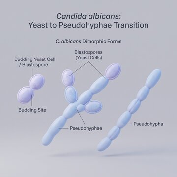 Candida Albicans Yeast to Pseudohyphae Transition Diagram