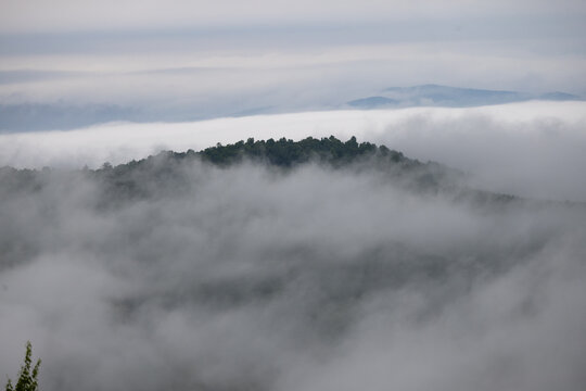 Cloud Inversion at Sunset at Sassafras Mountain in the Blue Ridge Mountains