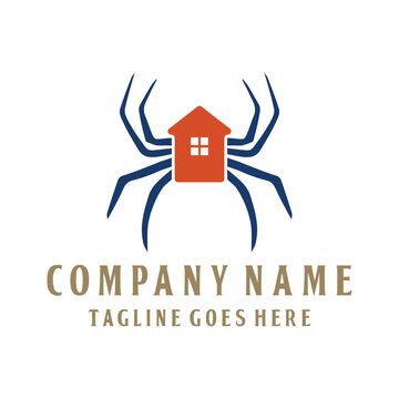 Spider House Home Security Logo Vector Template