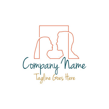 Man Woman Couple Lovers People Portrait Design Logo Vector