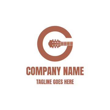 Letter G Guitar Initial Music Audio Design Logo Vector