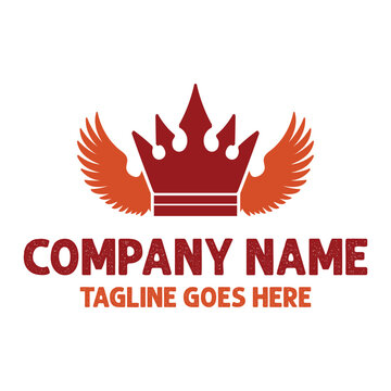 Crown Wing King Queen Royal Empire Design Logo Vector