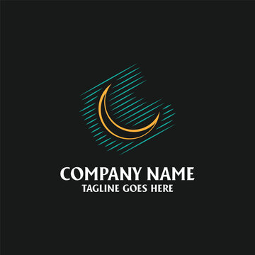Crescent Moon Night Sky Space Astronomy Logo Design Vector