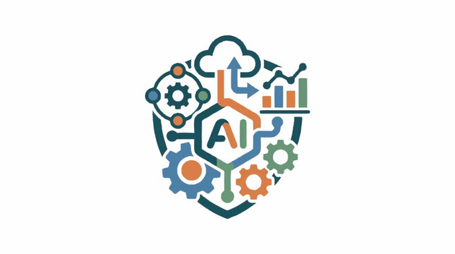 Colorful Artificial Intelligence Shield Logo Design.