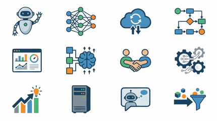 Fototapeta premium Colorful Technology and Business Icons Collection.