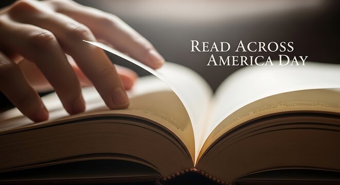Hand flipping book pages on read across america day
