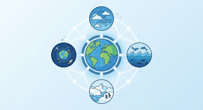 Earth globe, climate network, global weather, environment map, blue background