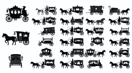 Vintage Horse Drawn Carriages and Hearses Collection Silhouette © KunFhayakun