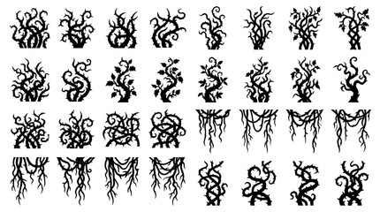 Silhouette Spooky Vines and Thorns Collection: Vector Elements © KunFhayakun